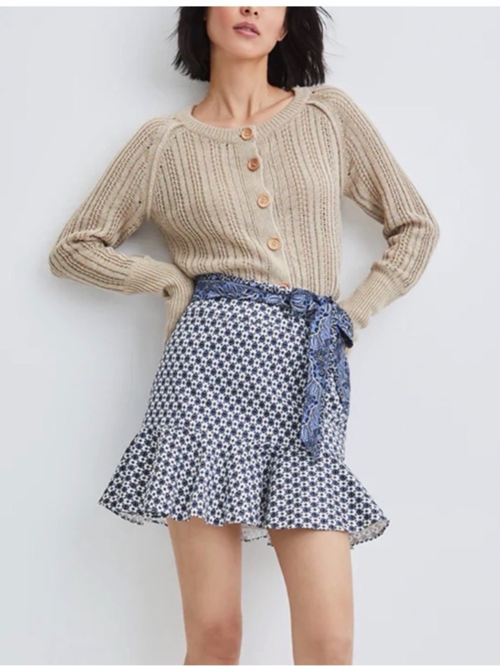 Veronica Beard “Chesney” Blue & White Ruffle Mini Skirt – Size 4 💙✨ NWT